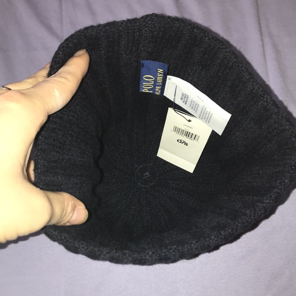 Brand New Polo Ralph Lauren Navy Blue Knit 50% Wool Beanie Hat - Picture 10 of 11